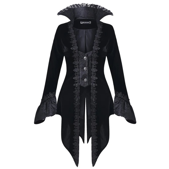 Dark In Love Jackets & Blazers - DARK IN LOVE NWT Black Velvet Lace Bell Sleeve Button Front Jacket XXL